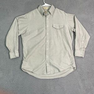 VTG L.L. Bean Shirt Men 16-32 Gray Striped Single Needle Tailored LS Button Down